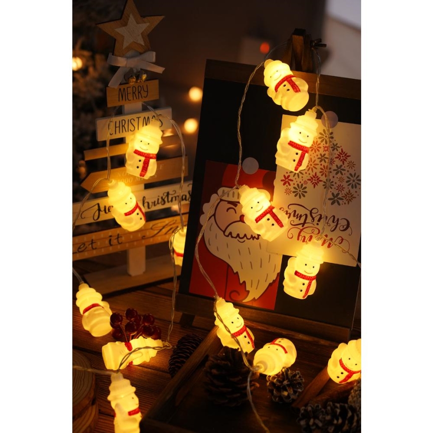 LED-valosarja 20xLED/3xAA/lämmin valkoinen 3,3m lumiukot