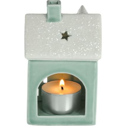 Posliininen kynttilätalo 11,1 cm minttu