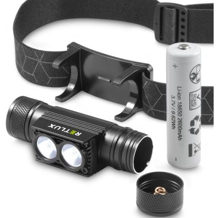LED himmennettävä ladattava alumiininen otsalamppu LED/2600 mAh IP65