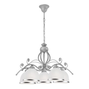 RETRO II -riippuvalaisin ketjulla 5xE27/60W/230V, hopeanvärinen