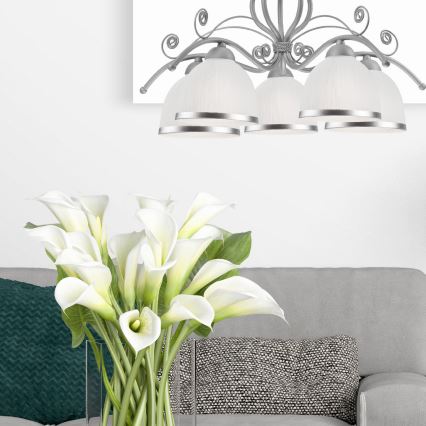 RETRO II -riippuvalaisin ketjulla 5xE27/60W/230V, hopeanvärinen