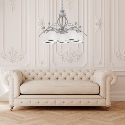 RETRO II -riippuvalaisin ketjulla 5xE27/60W/230V, hopeanvärinen