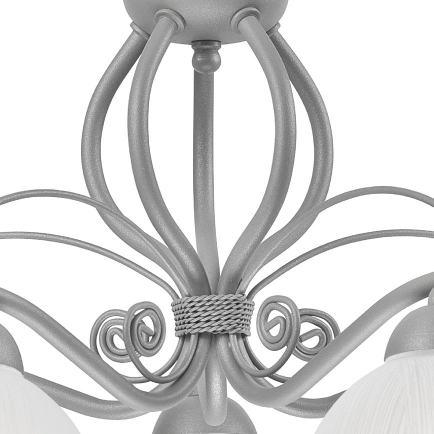 RETRO II -riippuvalaisin ketjulla 5xE27/60W/230V, hopeanvärinen