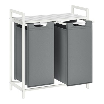 REX-pyykkikori, valkoinen/harmaa