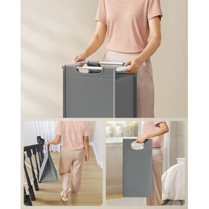 REX-pyykkikori, valkoinen/harmaa