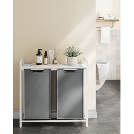 REX-pyykkikori, valkoinen/harmaa