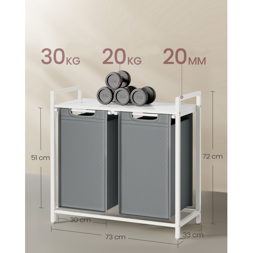 REX-pyykkikori, valkoinen/harmaa