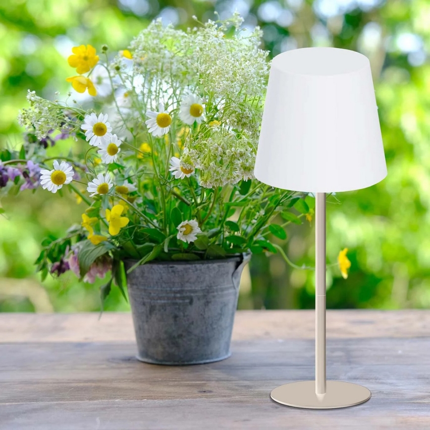 LED RGBW himmennettävä kosketusohjattu ulkokäyttöön tarkoitettu pöytälamppu LUCIA LED/2W/5V 1800/2700/6500K 3600 mAh IP44 beige