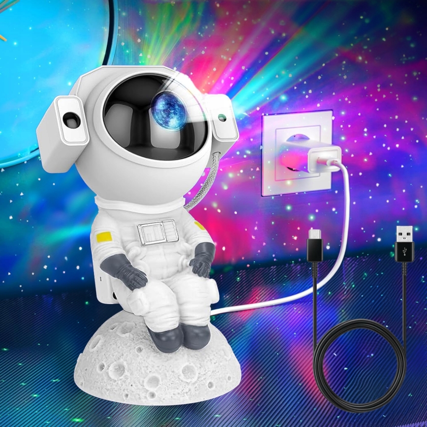 RGB-LED-projektori 3-in-1 LED/5W/5V 3000/4000/6000K Astronaut + kaukosäädin