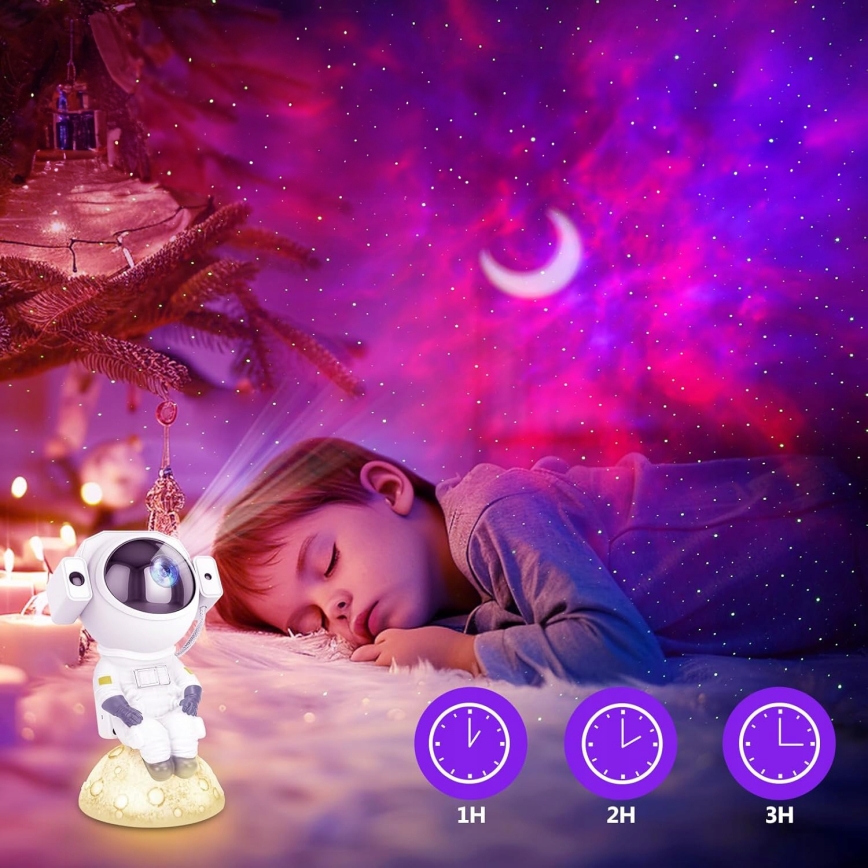 RGB-LED-projektori 3-in-1 LED/5W/5V 3000/4000/6000K Astronaut + kaukosäädin