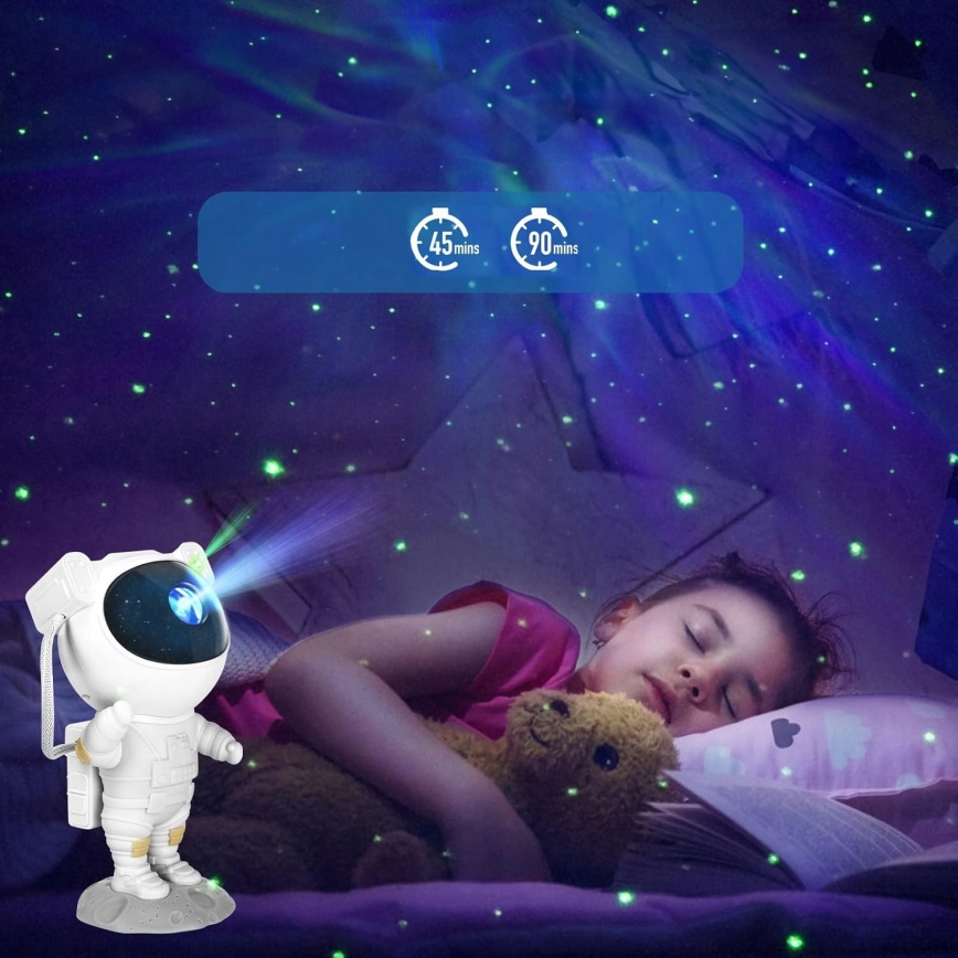 RGB-LED-projektori 5W/5V, astronautti + kaukosäädin