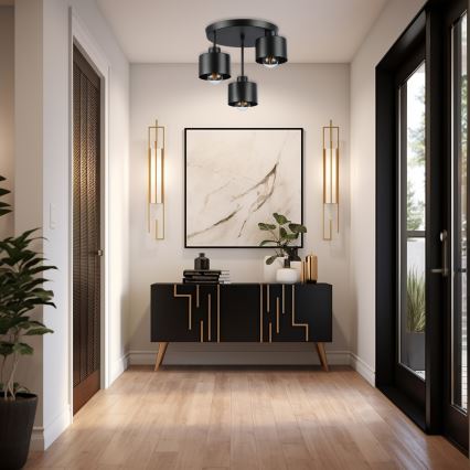 Riippukattokruunu 3xE27/35W/230V halkaisija 30 cm musta