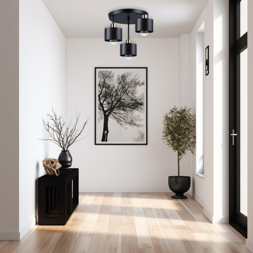 Riippukattokruunu 3xE27/35W/230V halkaisija 30 cm musta/kulta