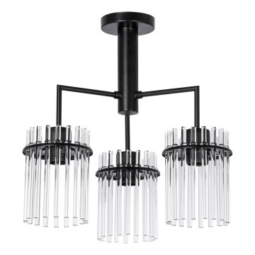 Riippukattokruunu 3xE27/60W/230V musta/läpinäkyvä