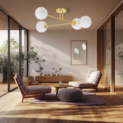 Riippukattokruunu 4xE27/35W/230V halkaisija 70 cm kulta