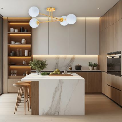 Riippukattokruunu 4xE27/35W/230V halkaisija 70 cm kulta