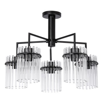 Riippukattokruunu 5xE27/60W/230V musta/läpinäkyvä