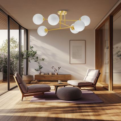 Riippukattokruunu 6xE27/35W/230V halkaisija 80 cm kulta