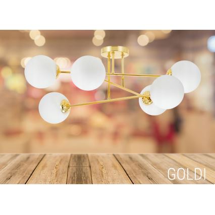 Riippukattokruunu 6xE27/35W/230V halkaisija 80 cm kulta