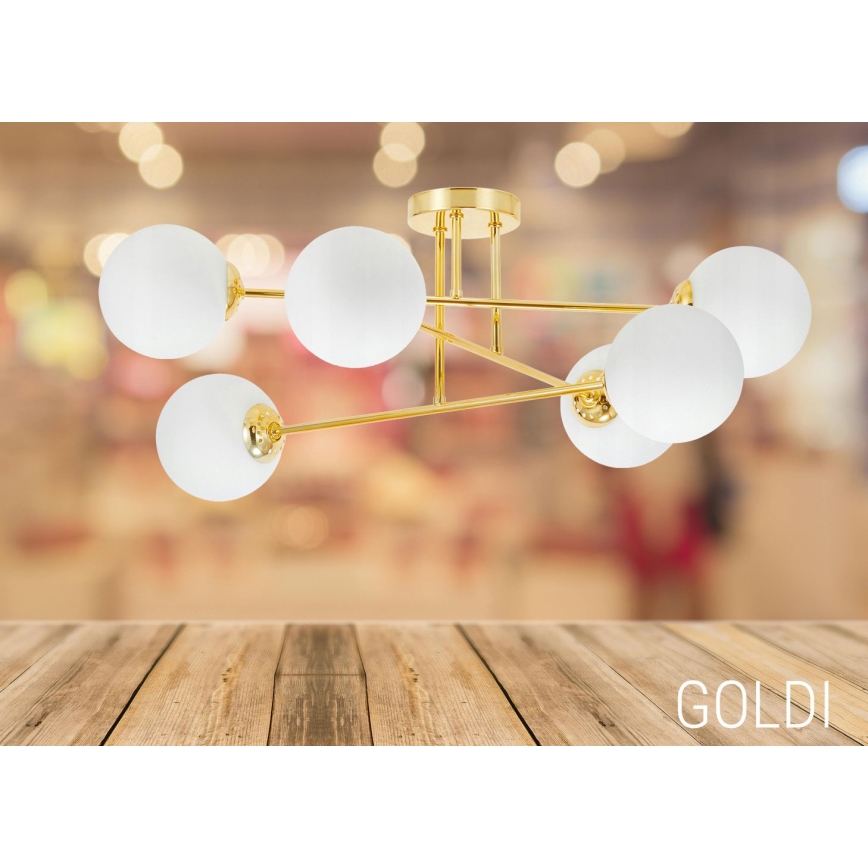 Riippukattokruunu 6xE27/35W/230V halkaisija 80 cm kulta