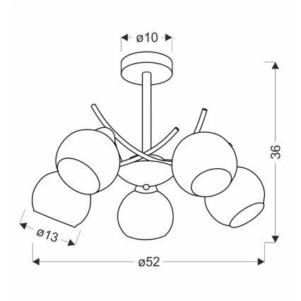 Riippukattokruunu AMOS 5xE27/40W/230V kulta