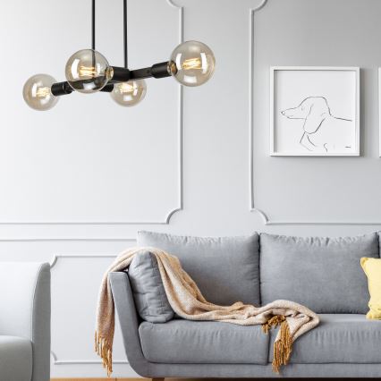 Riippukattokruunu ASTRID 4xE27/60W/230V musta