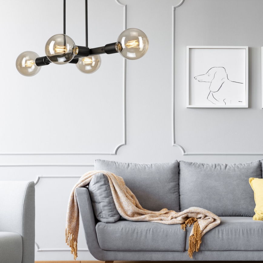 Riippukattokruunu ASTRID 4xE27/60W/230V musta