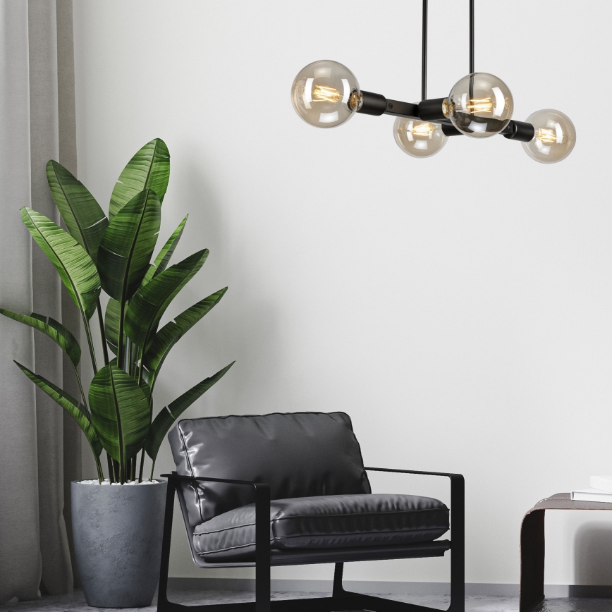 Riippukattokruunu ASTRID 4xE27/60W/230V musta