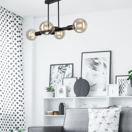 Riippukattokruunu ASTRID 4xE27/60W/230V musta