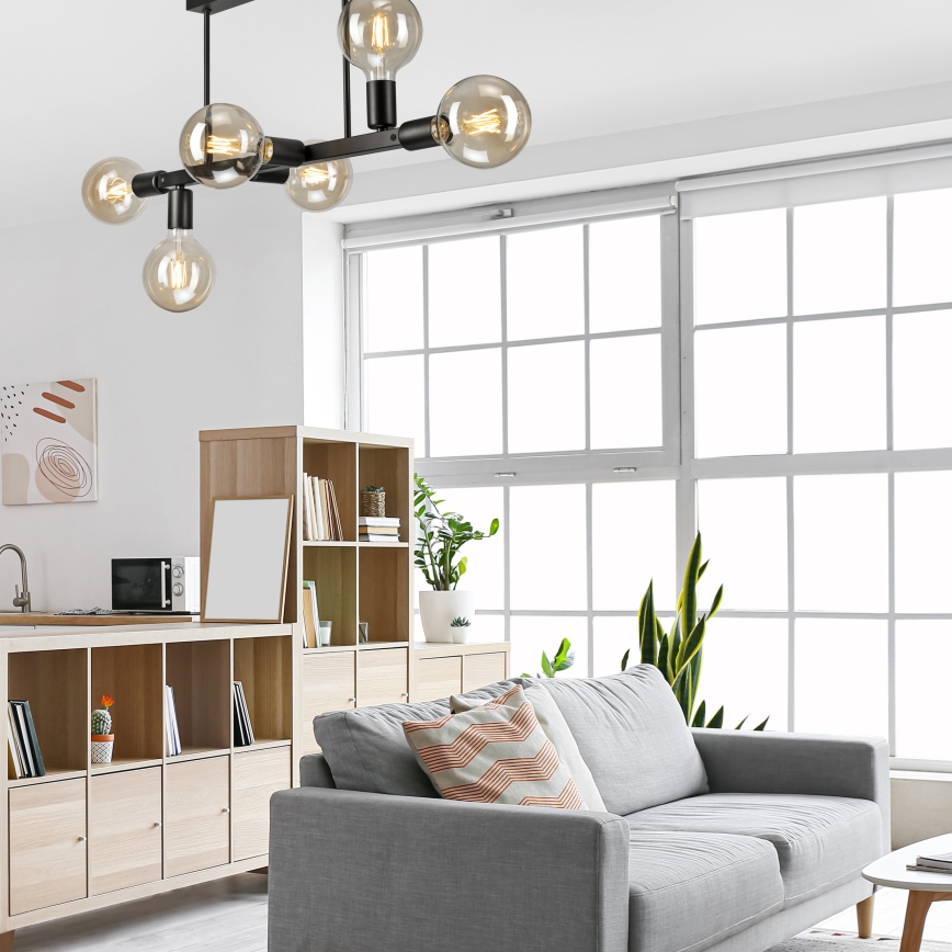 Riippukattokruunu ASTRID 6xE27/60W/230V musta