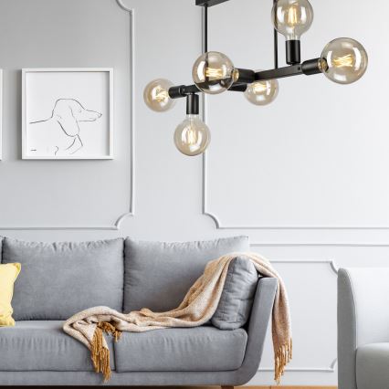 Riippukattokruunu ASTRID 6xE27/60W/230V musta