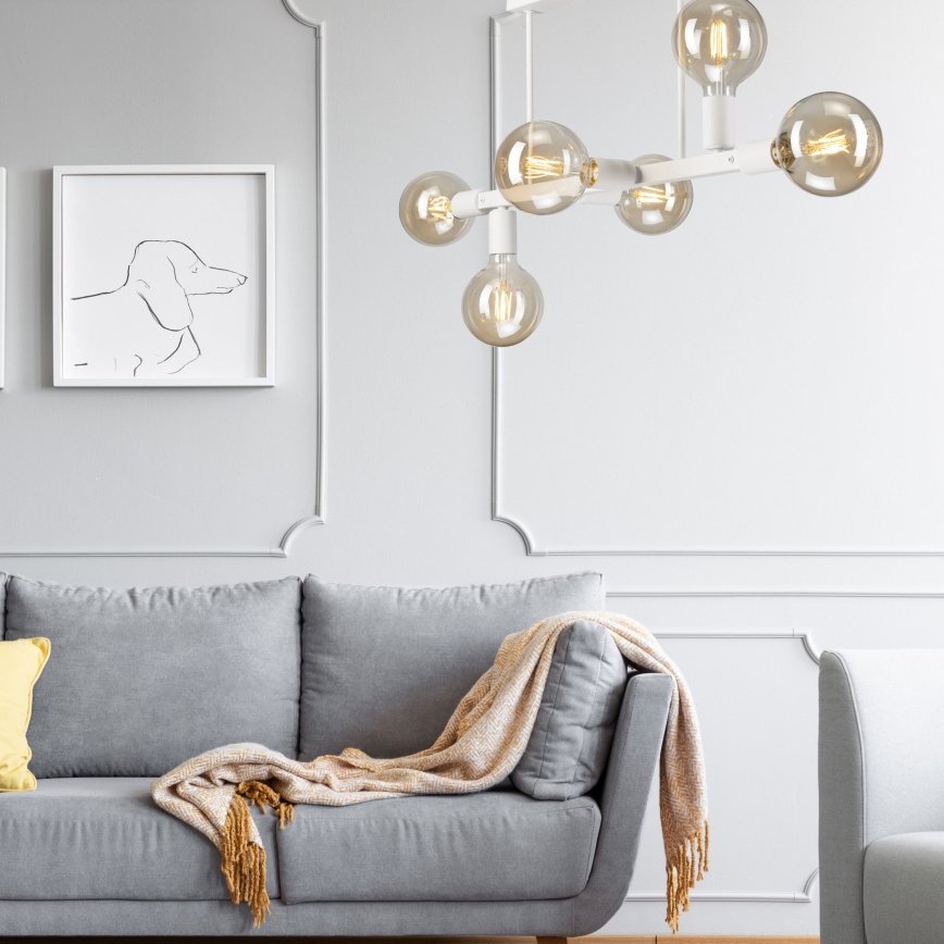 Riippukattokruunu ASTRID 6xE27/60W/230V valkoinen