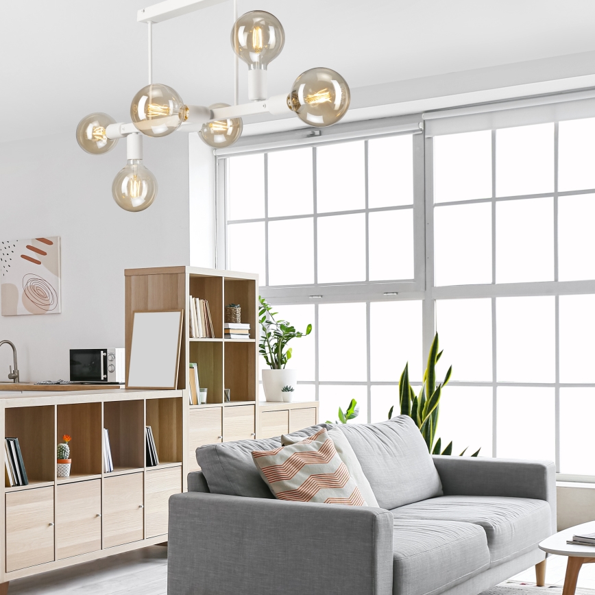 Riippukattokruunu ASTRID 6xE27/60W/230V valkoinen