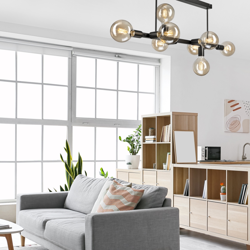 Riippukattokruunu ASTRID 8xE27/60W/230V musta