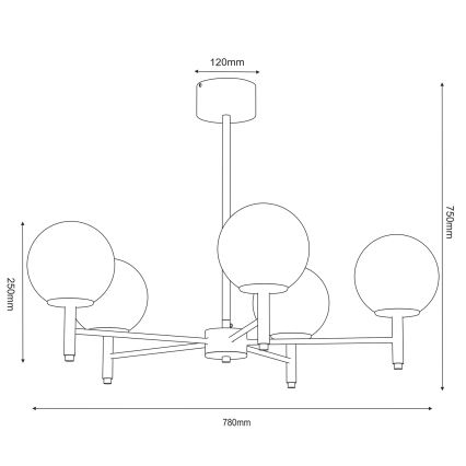 Riippukattokruunu AWINION 6xE27/15W/230V valkoinen/kulta/musta