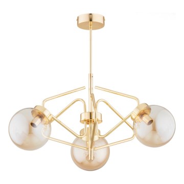 Riippukattokruunu BARSUM 3xE14/10W/230V kulta