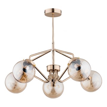 Riippukattokruunu BARSUM 5xE14/10W/230V kulta