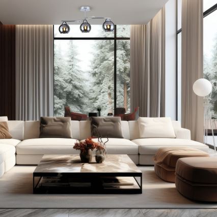 Riippukattokruunu CONNOR 3xE27/15W/230V kiiltävä kromi/harmaa