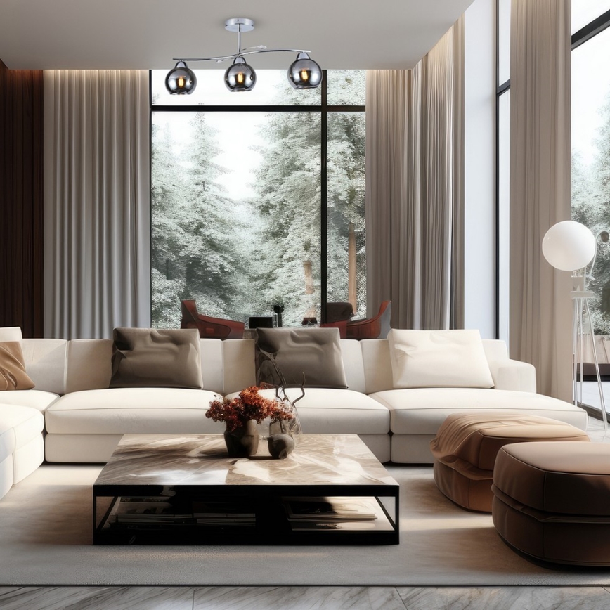 Riippukattokruunu CONNOR 3xE27/15W/230V kiiltävä kromi/harmaa