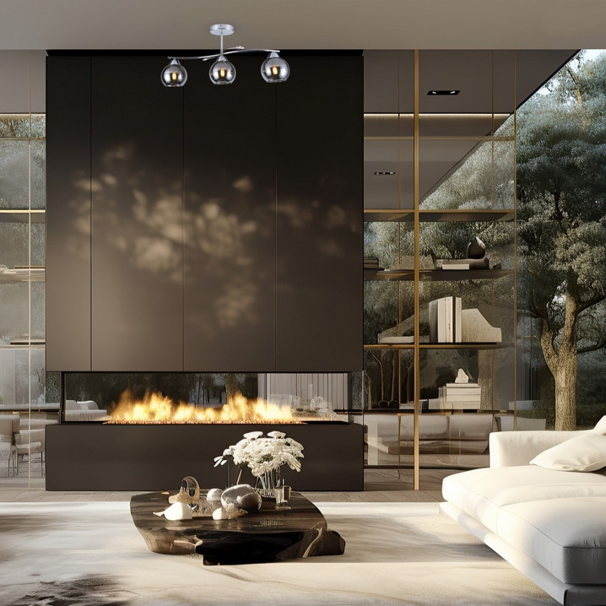 Riippukattokruunu CONNOR 3xE27/15W/230V kiiltävä kromi/harmaa