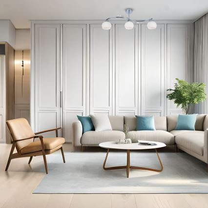 Riippukattokruunu CONNOR 3xE27/15W/230V kiiltävä kromi/valkoinen