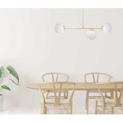 Riippukattokruunu FIRA 3xE27/60W/230V kulta