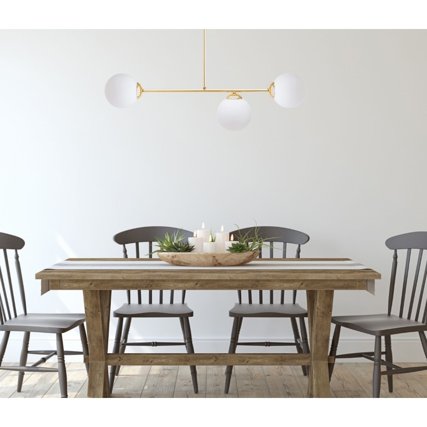 Riippukattokruunu FIRA 3xE27/60W/230V kulta