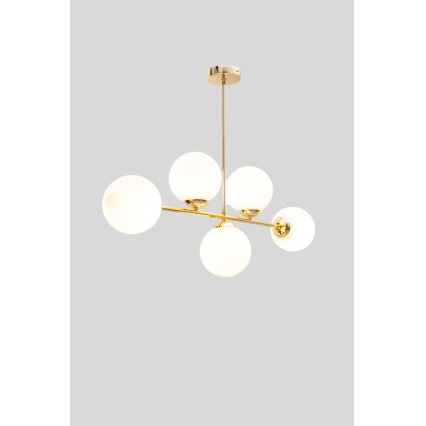 Riippukattokruunu FIRA 5xE27/60W/230V kulta