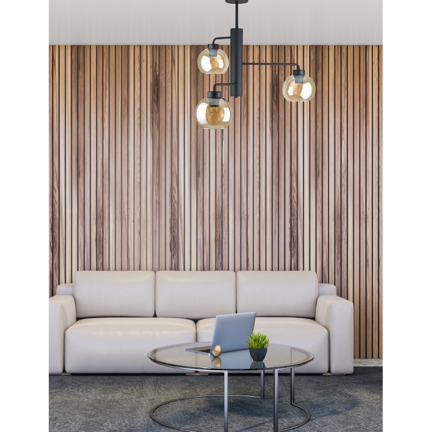 Riippukattokruunu FLEX 3xE27/60W/230V musta/savuinen beige