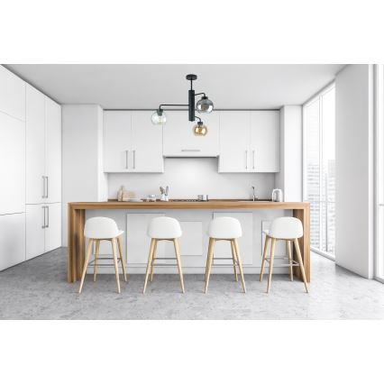 Riippukattokruunu FLEX 3xE27/60W/230V musta/savuinen musta/savuinen beige/läpinäkyvä