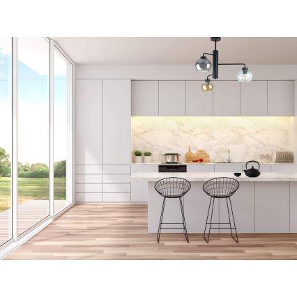 Riippukattokruunu FLEX 3xE27/60W/230V musta/savuinen musta/savuinen beige/läpinäkyvä