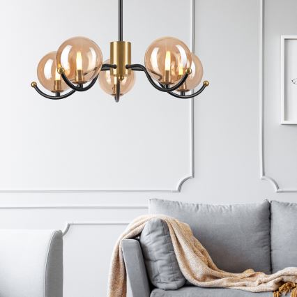 Riippukattokruunu GEORGIA 5xG9/5W/230V kulta/savuinen beige