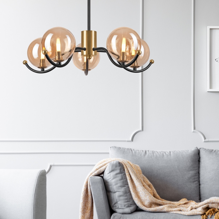 Riippukattokruunu GEORGIA 5xG9/5W/230V kulta/savuinen beige