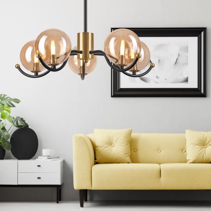 Riippukattokruunu GEORGIA 5xG9/5W/230V kulta/savuinen beige